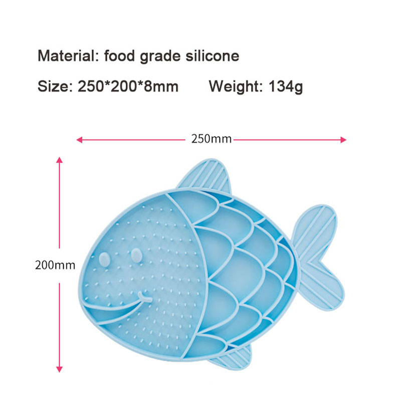 Syah Life Cat Slow Feeder Silicone Bowl - Fish-Shaped Pet Food Mat for Dry & Wet Food (Pink & Blue)