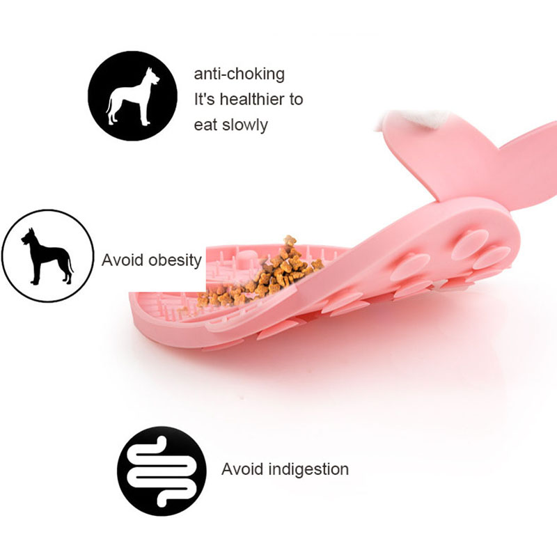 Syah Life Cat Slow Feeder Silicone Bowl - Fish-Shaped Pet Food Mat for Dry & Wet Food (Pink & Blue)