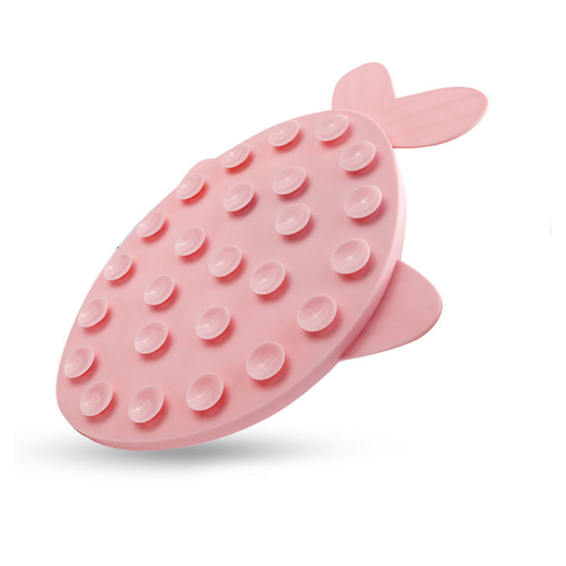 Syah Life Cat Slow Feeder Silicone Bowl - Fish-Shaped Pet Food Mat for Dry & Wet Food (Pink & Blue)