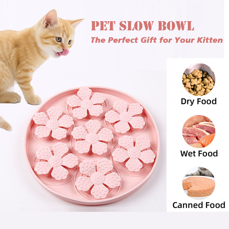 Round Silicone Cat Claw Flower Pet Slow Feeder Mat -Anti-Choking For Dog Puppy Cat: Promote Healthy