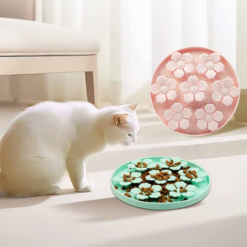 Round Silicone Cat Claw Flower Pet Slow Feeder Mat -Anti-Choking For Dog Puppy Cat: Promote Healthy