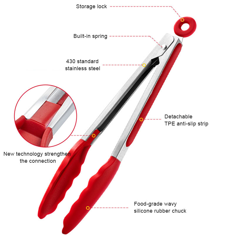 Wholesale Silicone Cooking Tongs - Food-Grade, Stainless Steel, Heat-Resistant, Multiple Sizes