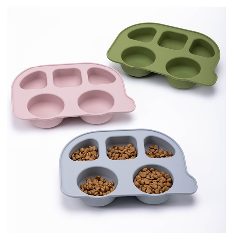 Syah Life Wholesale Food Grade Silicone Pet Food Tray - Car-Shaped Bulk Dual Compartment Anti-Slip