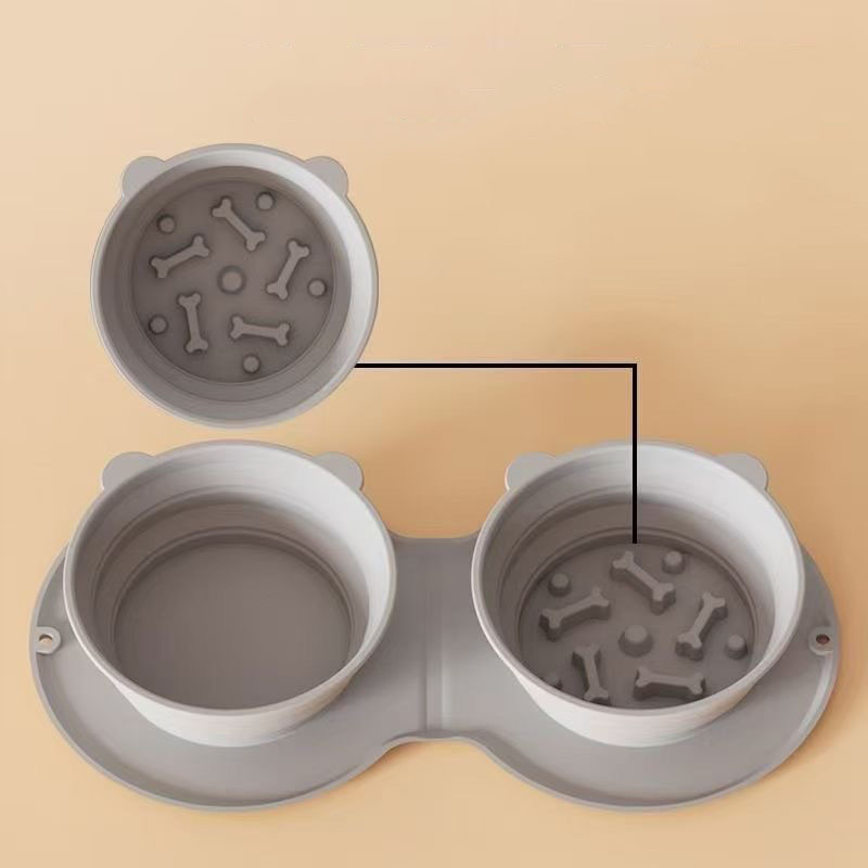Foldable Silicone Pet Bowl | Portable Double Dog & Cat Feeder | BPA-Free, Anti-Spill Travel Bowl