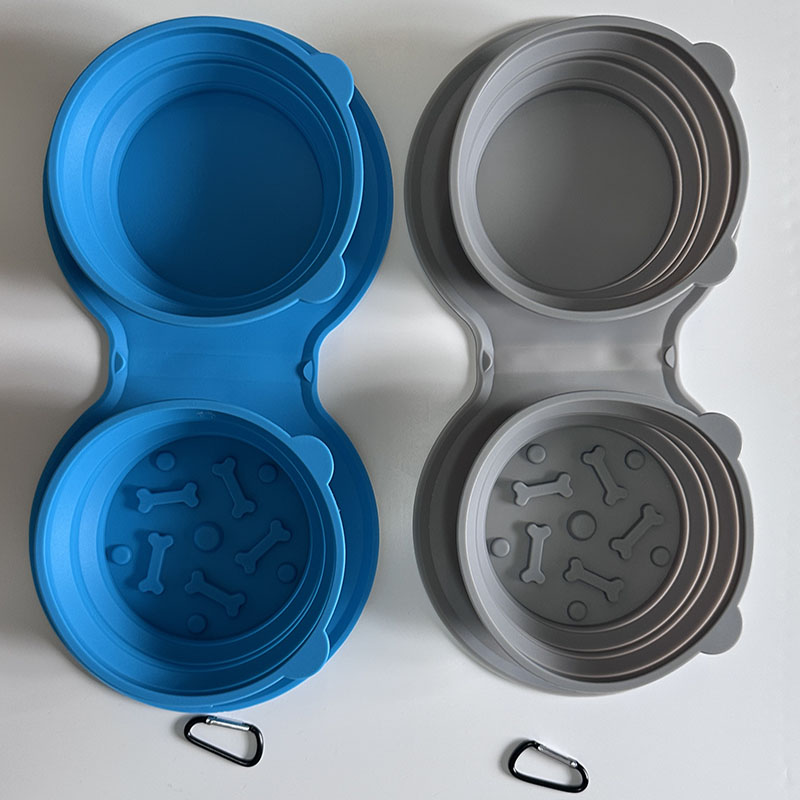 Foldable Silicone Pet Bowl | Portable Double Dog & Cat Feeder | BPA-Free, Anti-Spill Travel Bowl