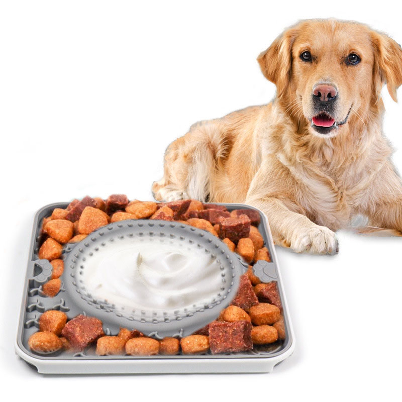 Silicone Square Slow Feeder Dog Bowl with Large Suction Cup | Bite-Resistant Pet Licking Mat for Dog