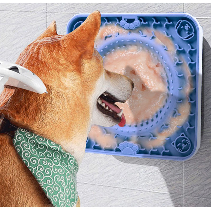 Silicone Square Slow Feeder Dog Bowl with Large Suction Cup | Bite-Resistant Pet Licking Mat for Dog