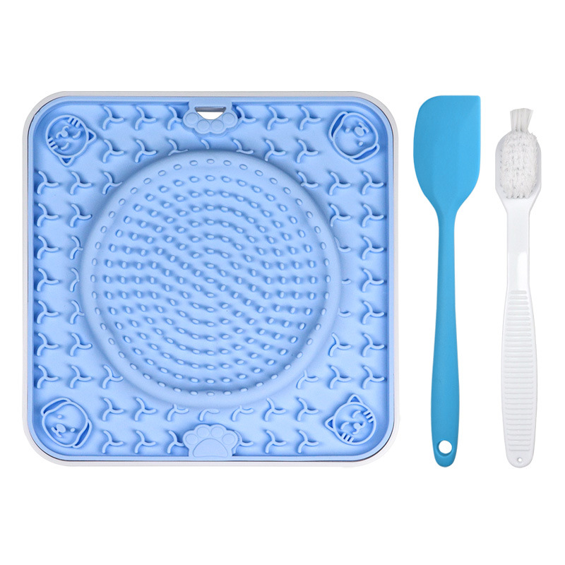 Silicone Square Slow Feeder Dog Bowl with Large Suction Cup | Bite-Resistant Pet Licking Mat for Dog