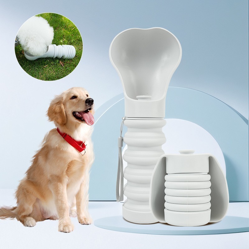 Foldable Dog Water Bottle - Safe Food-Grade Silicone, Portable for Outdoor Adventures, Fits Small & 