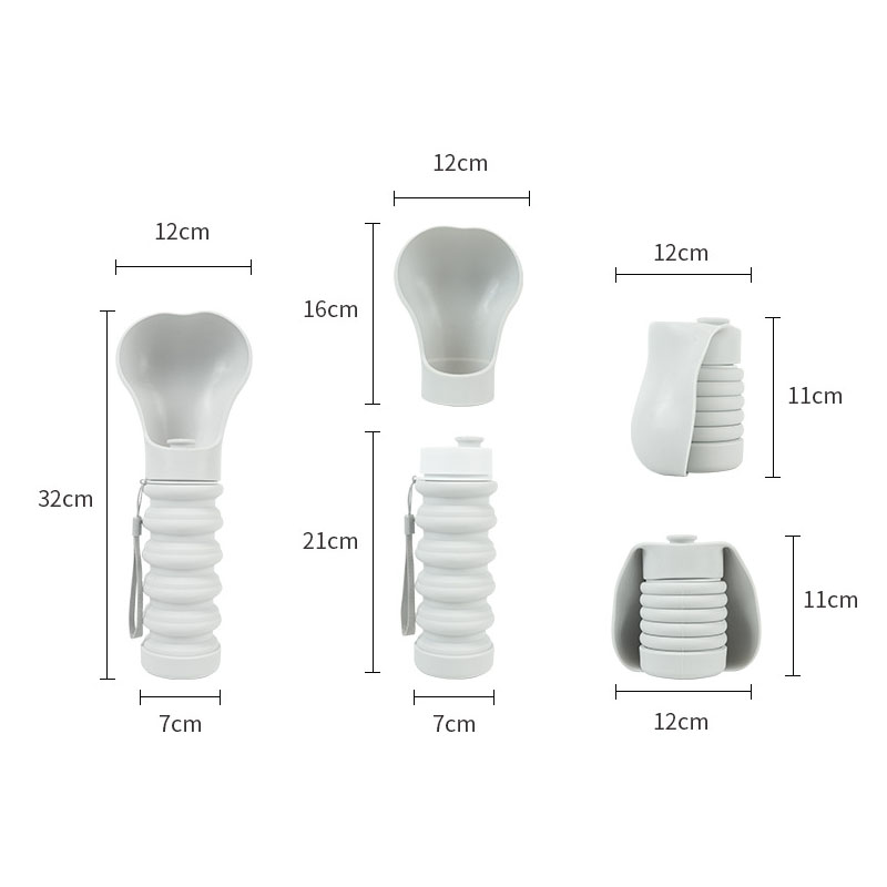 Foldable Dog Water Bottle - Safe Food-Grade Silicone, Portable for Outdoor Adventures, Fits Small & 