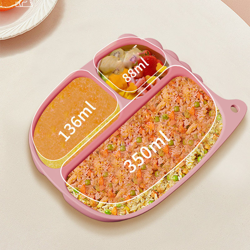 Cartoon Dinosaur Silicone Baby Feeding Set – Suction Plate, Bowl, Spoon, Fork, Bib & Cup | Non-Slip