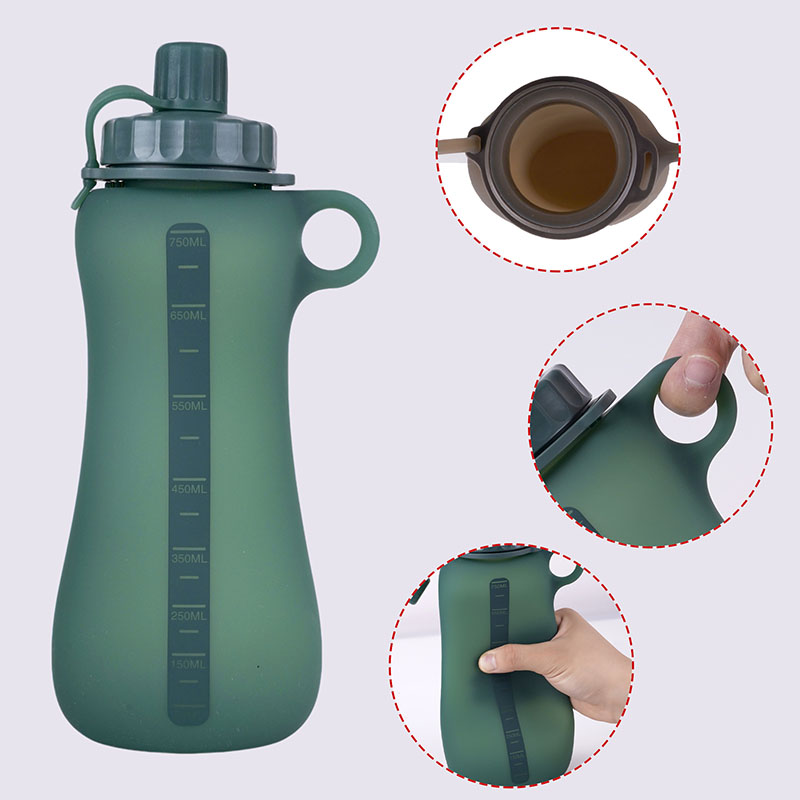 750ml Collapsible Silicone Water Bottle | BPA-Free Portable Sports Bottle for Outdoor, Travel