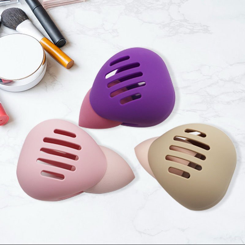 Silicone Makeup Sponge Case – Reusable Macaron & Capsule Shape Beauty Blender Holder for Storage