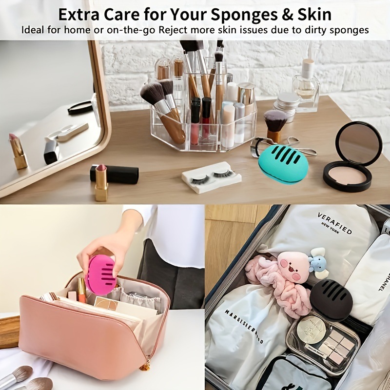 Silicone Makeup Sponge Case – Reusable Macaron & Capsule Shape Beauty Blender Holder for Storage
