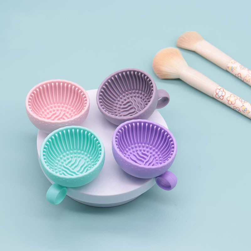 Custom Silicone Makeup Brush Cleaner | Portable Textured Brush Washing Bowl | OEM Beauty Tool