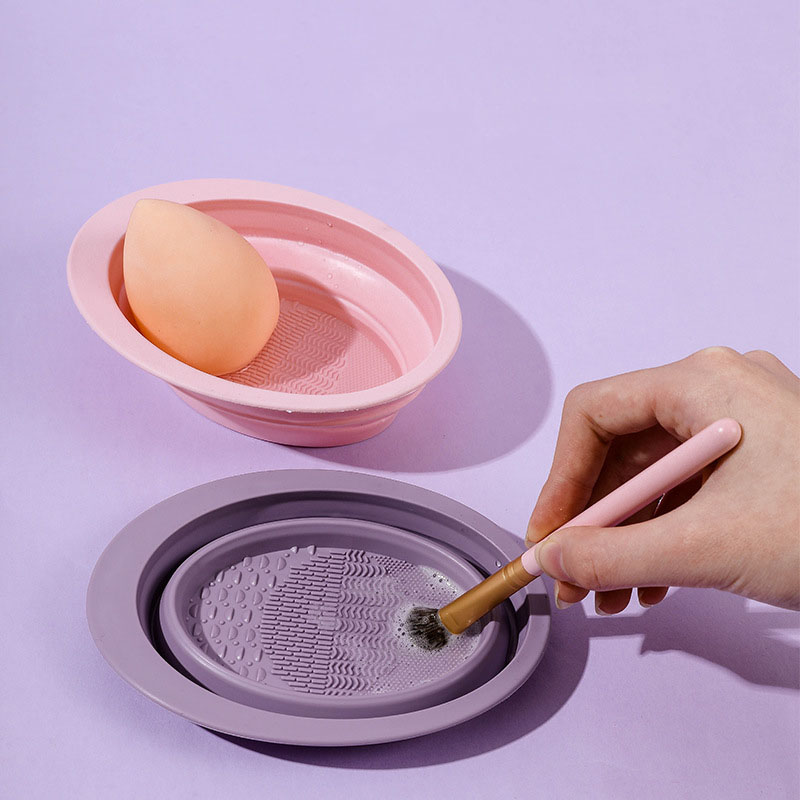 OEM Silicone Foldable Makeup Brush Cleaning Bowl | Deep-Clean Textured Beauty Tool for Brushes