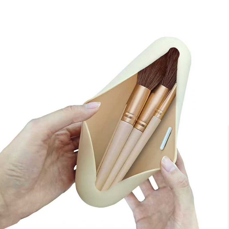 Silicone Makeup Brush Storage Bag | Portable Travel Cosmetic Brush Organizer Case