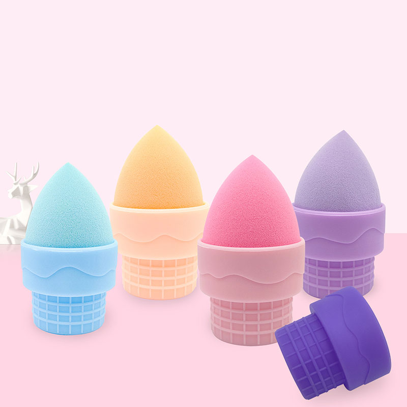 Silicone Ice Cream Cone Makeup Sponge Holder | Portable Beauty Blender Storage Stand with Dustproof