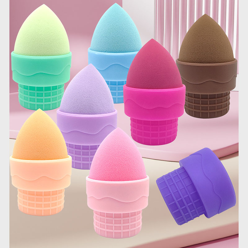 Silicone Ice Cream Cone Makeup Sponge Holder | Portable Beauty Blender Storage Stand with Dustproof