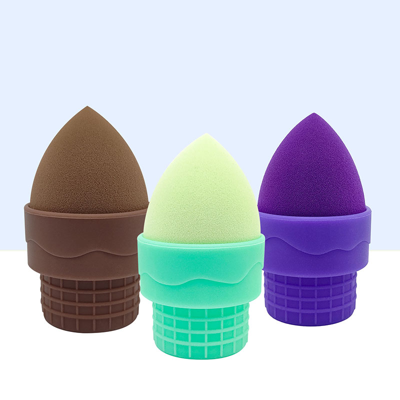Silicone Ice Cream Cone Makeup Sponge Holder | Portable Beauty Blender Storage Stand with Dustproof