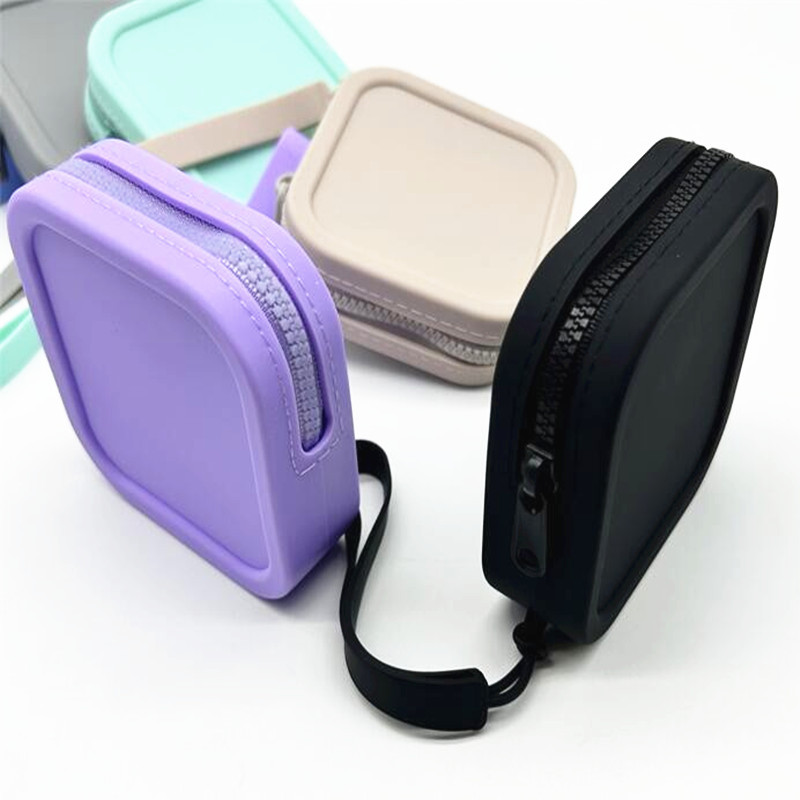 Portable Silicone Cosmetic Storage Bag | Square Coin Purse for Travel Makeup and Accessories
