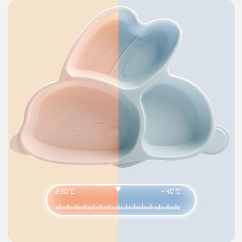 Kawaii Silicone Baby Feeding Set – Cute Rabbit Plate, Bowl, Fork, Spoon & Bib | Durable BPA-Free