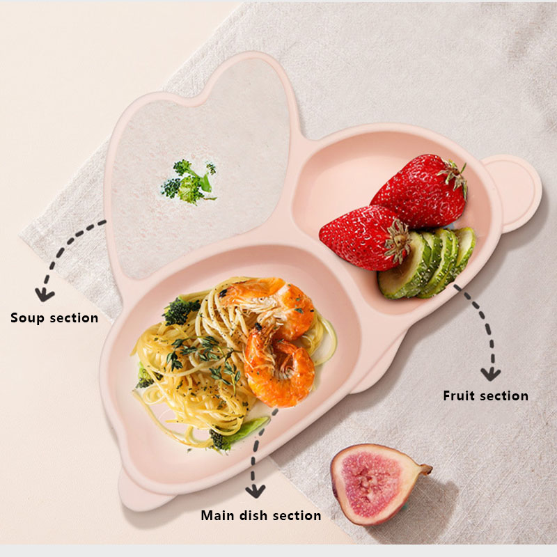 Kawaii Silicone Baby Feeding Set – Cute Rabbit Plate, Bowl, Fork, Spoon & Bib | Durable BPA-Free