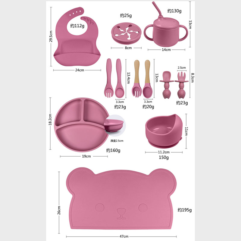 Silicone Baby Feeding Set | 8-Piece Food-Grade Silicone Tableware with Suction Plate and Mat