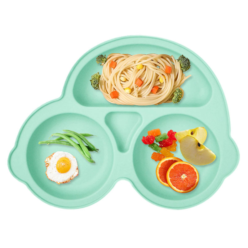 Silicone Car Baby Plate | Food-Grade Divided Silicone Feeding Plate with Strong Suction Base