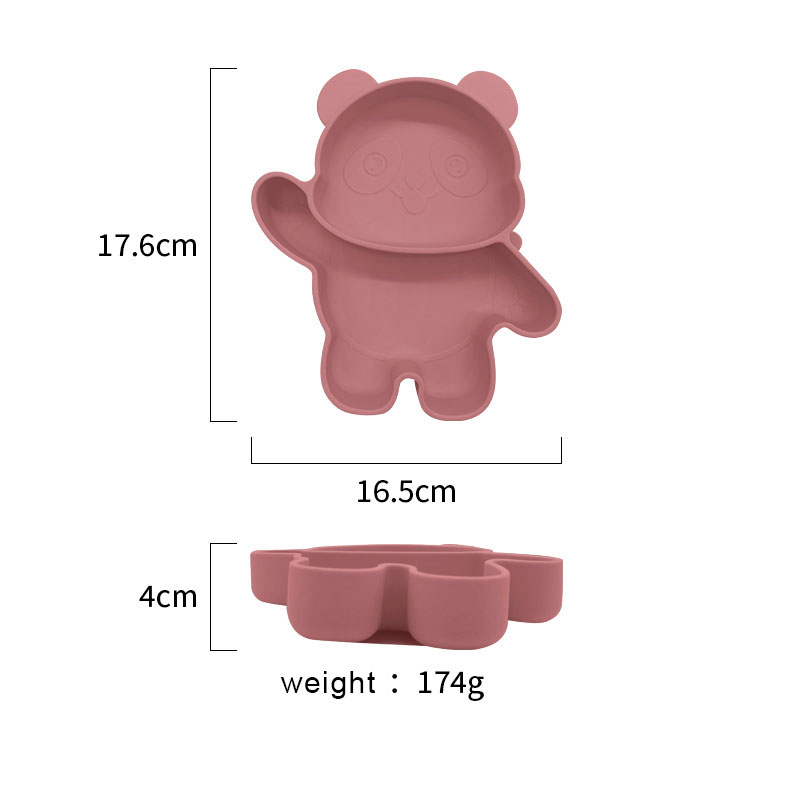 Silicone Baby Feeding Plate with Panda Design – Divided Sections, Strong Suction Base, BPA-Free