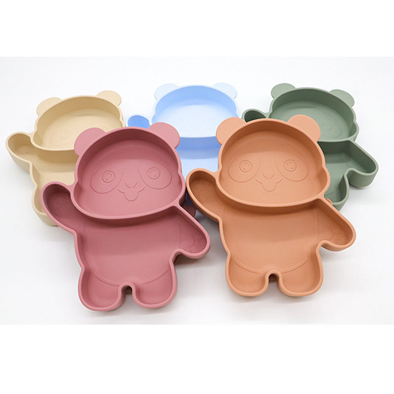 Silicone Baby Feeding Plate with Panda Design – Divided Sections, Strong Suction Base, BPA-Free