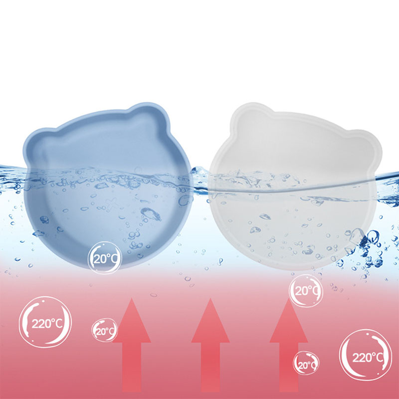 Silicone Baby Feeding Plate Set with Bear Design –with Dust-Proof Lid, Durable, BPA-Free
