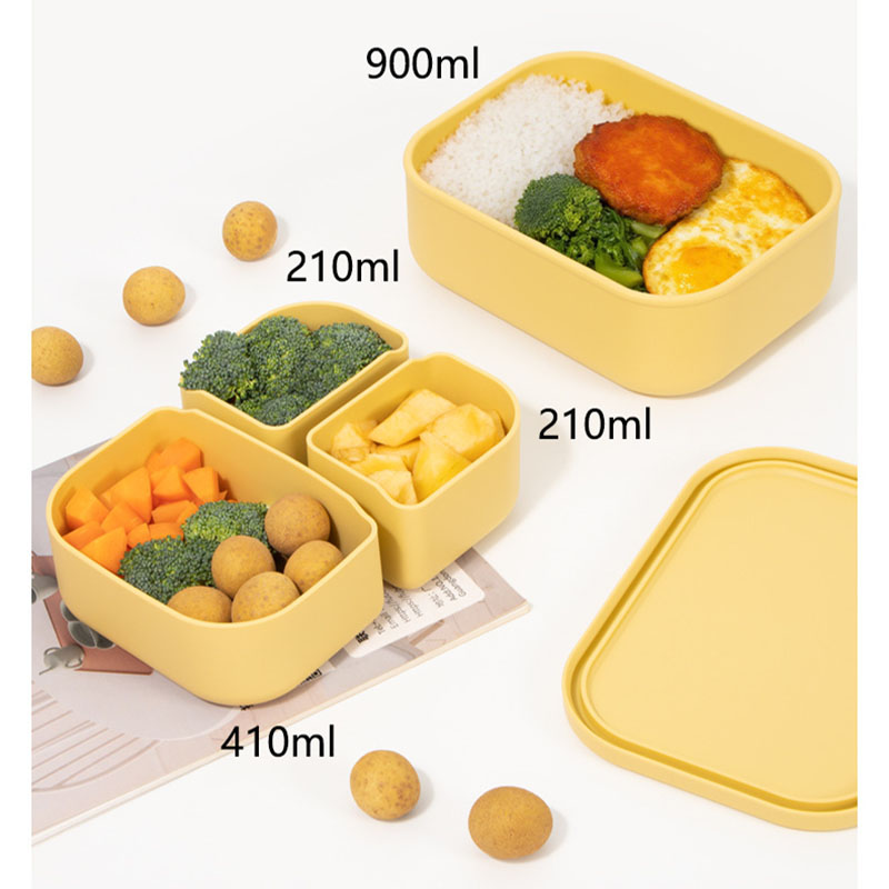 900ml 3-Compartment Silicone Lunch Box - Detachable, Leak-Proof Bento Box for Adults/Students