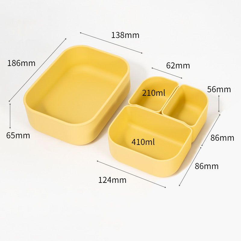 900ml 3-Compartment Silicone Lunch Box - Detachable, Leak-Proof Bento Box for Adults/Students