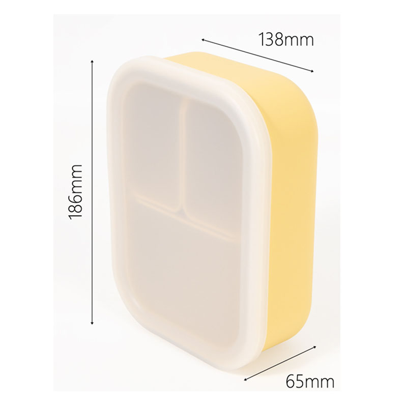900ml 3-Compartment Silicone Lunch Box - Detachable, Leak-Proof Bento Box for Adults/Students