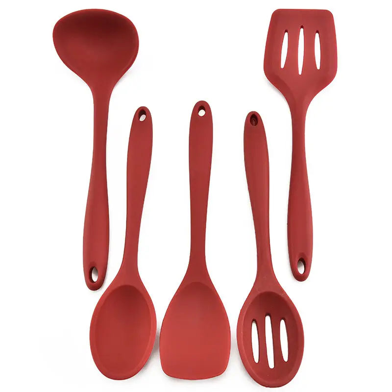 Silicone Cooking Utensils Set 5PCS - Non-Stick Heat Resistant Kitchen Tools