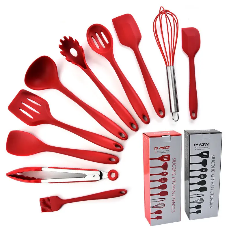 Syah Life 10PCS Silicone Cooking Utensils Set - Non-Stick Heat Resistant Hanging Kitchen Tools
