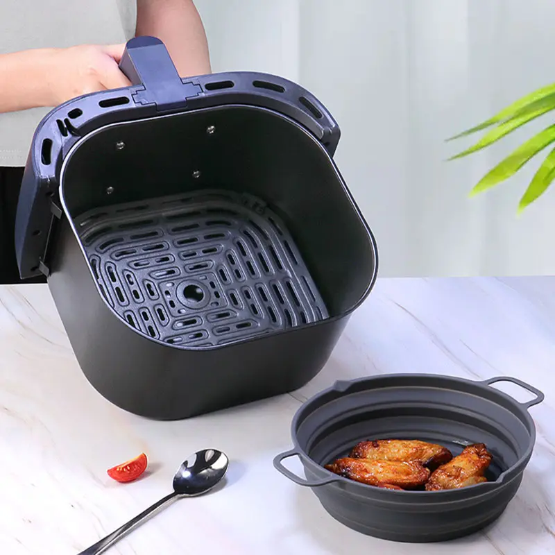 Syah Life Foldable Silicone Air Fryer Baking Tray – Heat-Resistant, Non-Stick, Reusable Silicone Pan