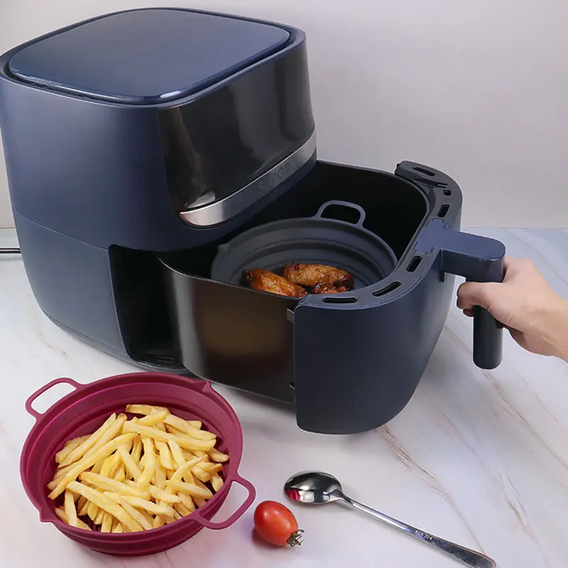 Syah Life Foldable Silicone Air Fryer Baking Tray – Heat-Resistant, Non-Stick, Reusable Silicone Pan