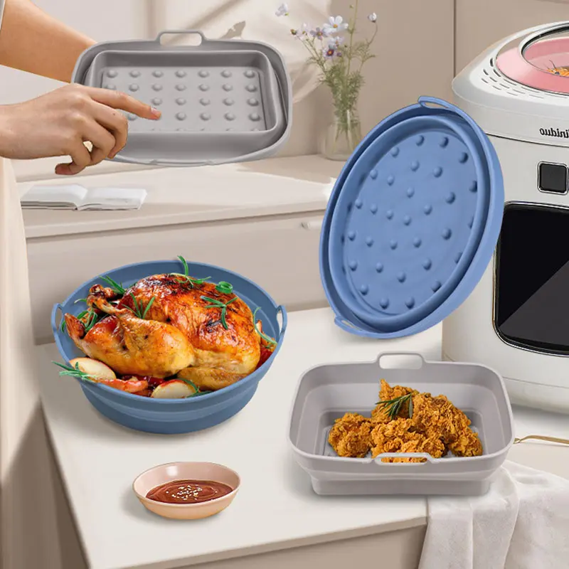 Foldable Silicone Air Fryer Liner – Food-Grade, Heat-Resistant, Non-Stick Baking Tray for Air Fryer