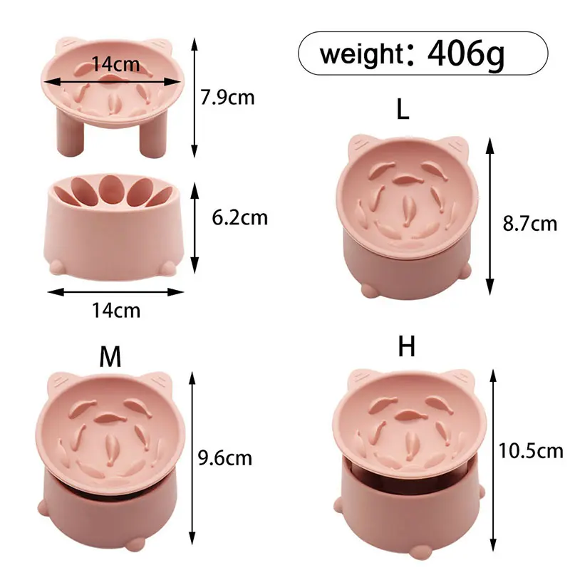 2-in-1 Silicone Elevated Cat Bowl | Slow Feeder & Anti-Vomit Design | OEM/ODM Pet Feeding Bowl