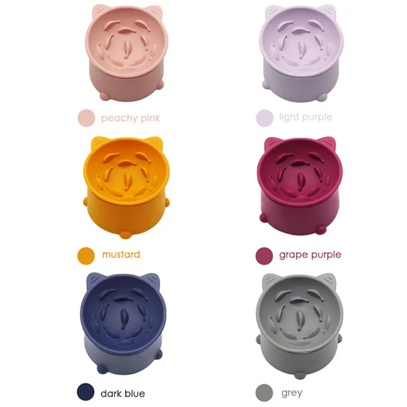 2-in-1 Silicone Elevated Cat Bowl | Slow Feeder & Anti-Vomit Design | OEM/ODM Pet Feeding Bowl