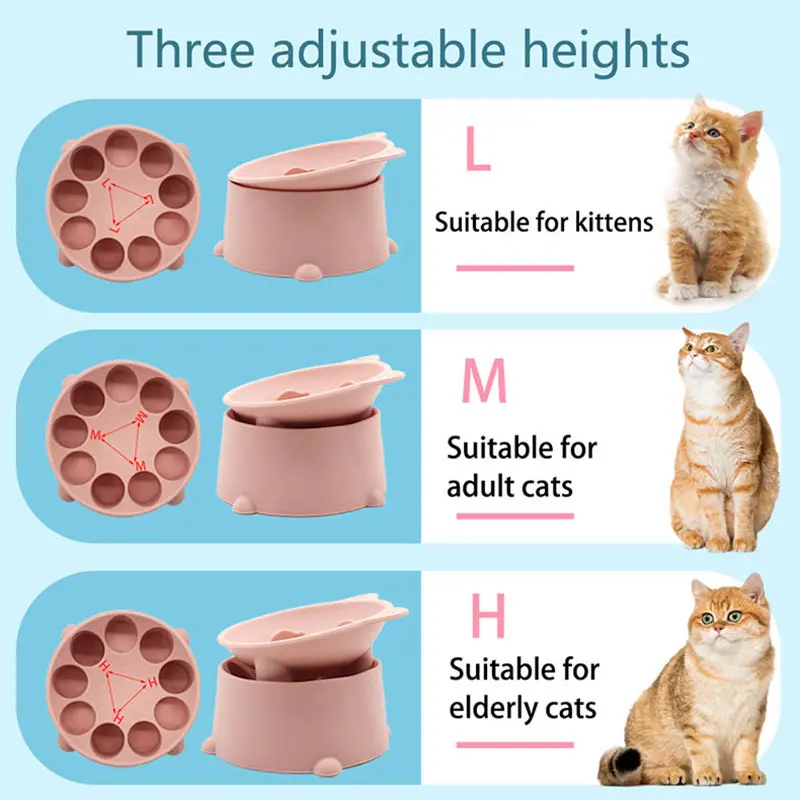 2-in-1 Silicone Elevated Cat Bowl | Slow Feeder & Anti-Vomit Design | OEM/ODM Pet Feeding Bowl
