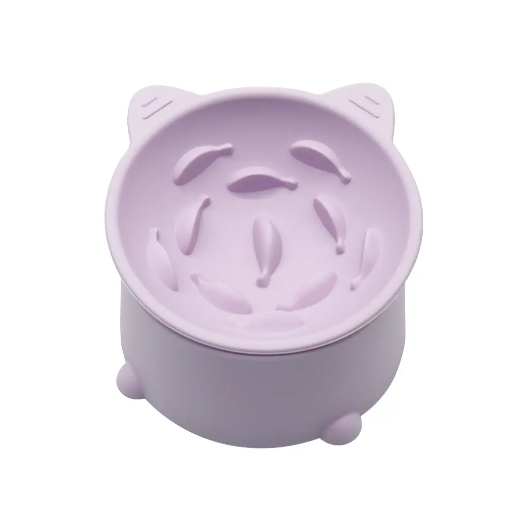 2-in-1 Silicone Elevated Cat Bowl | Slow Feeder & Anti-Vomit Design | OEM/ODM Pet Feeding Bowl