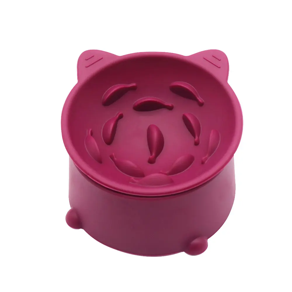 2-in-1 Silicone Elevated Cat Bowl | Slow Feeder & Anti-Vomit Design | OEM/ODM Pet Feeding Bowl