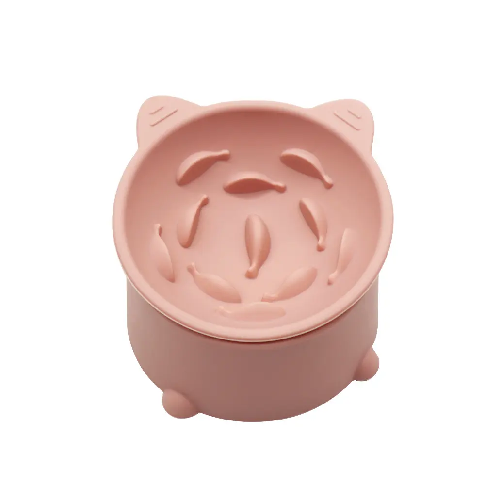 2-in-1 Silicone Elevated Cat Bowl | Slow Feeder & Anti-Vomit Design | OEM/ODM Pet Feeding Bowl