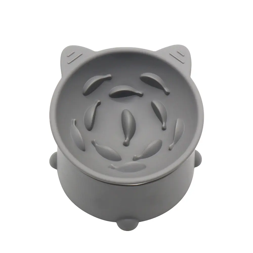 2-in-1 Silicone Elevated Cat Bowl | Slow Feeder & Anti-Vomit Design | OEM/ODM Pet Feeding Bowl