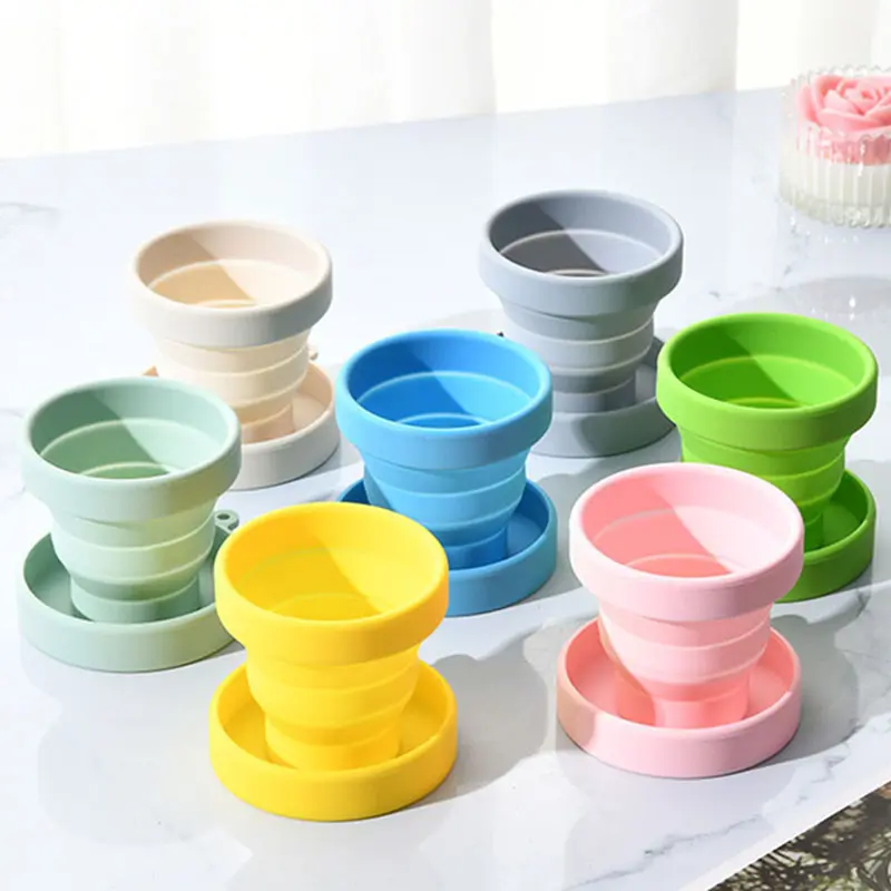 Collapsible Silicone Water Cup with Lid | Portable Foldable Travel Cup for Outdoor & Daily Use | OEM