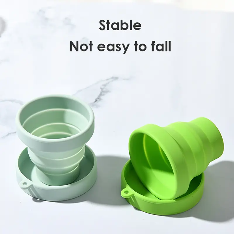 Collapsible Silicone Water Cup with Lid | Portable Foldable Travel Cup for Outdoor & Daily Use | OEM