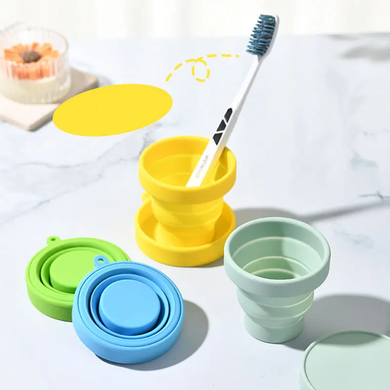 Collapsible Silicone Water Cup with Lid | Portable Foldable Travel Cup for Outdoor & Daily Use | OEM